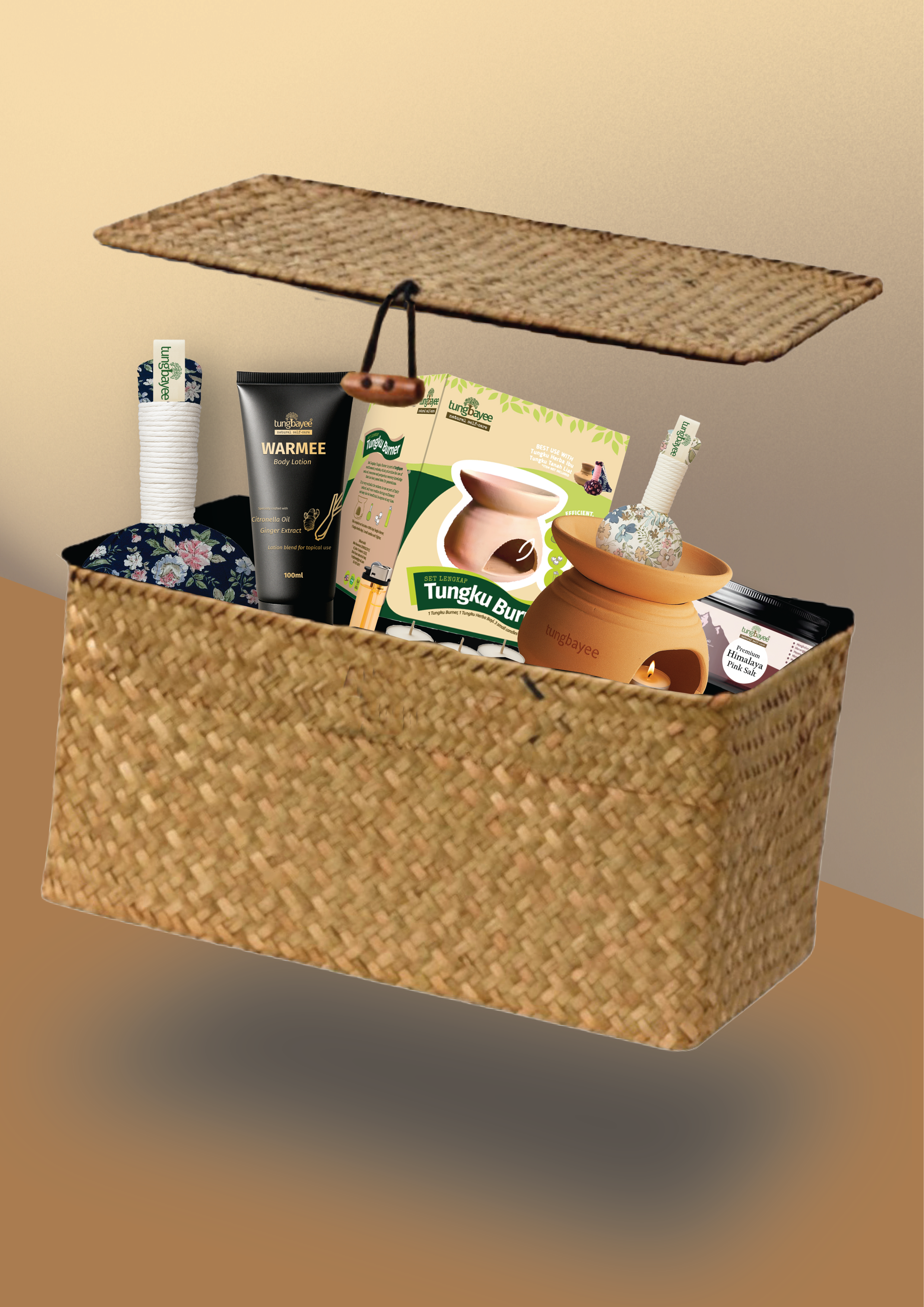 Gift Set Hadiah Eksklisif - Rotan Bakul Premium + Ribbon