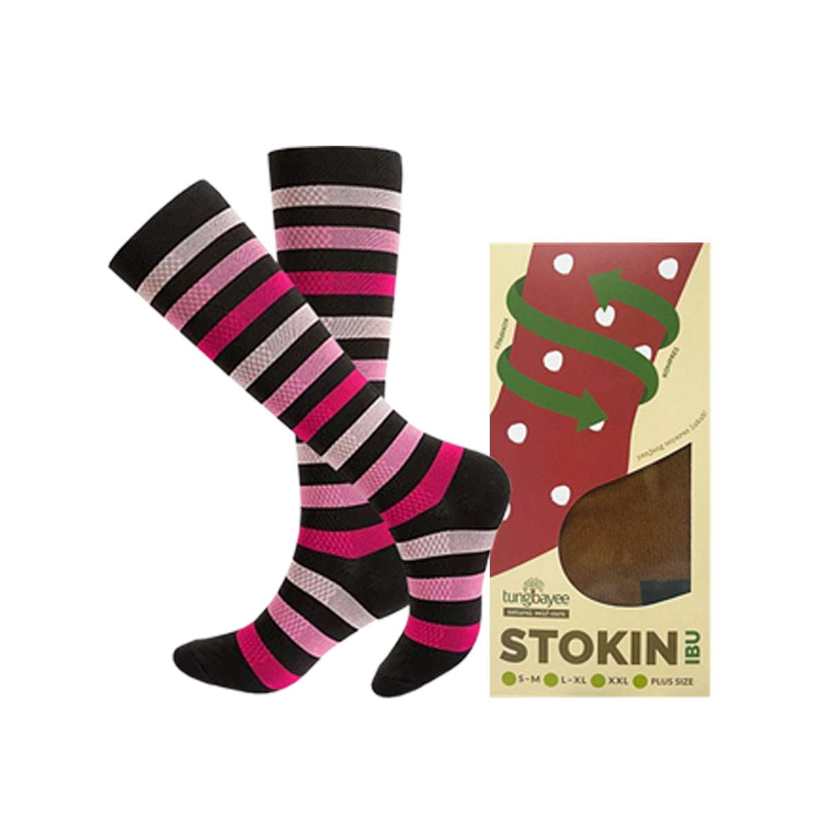 Stokin Kompres Berpantang Tungbayee | Reda Bengkak, Lancar Darah, Untuk Ibu Bersalin &amp; Travel