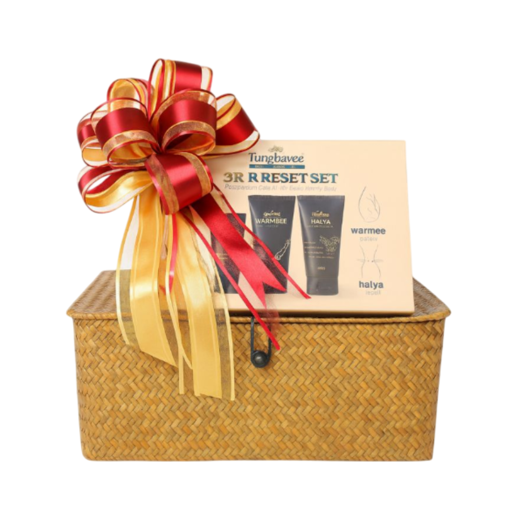 Gift Set Hadiah Eksklisif - Rattan Basket Premium + Ribbon
